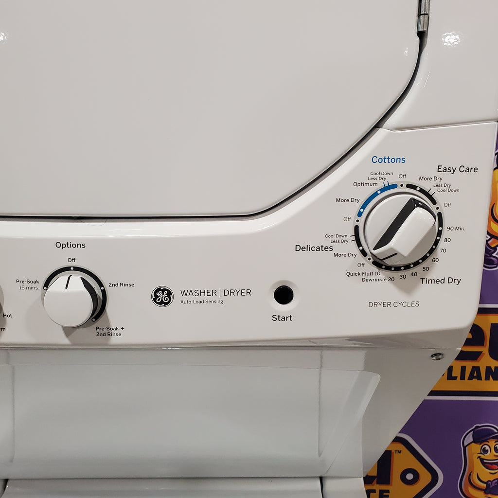 Pictures of GE 24 in. Spacemaker 2.3 cu. ft. Washer and 4.4 cu. ft. Gas Laundry Center with Stainless Steel Wash Basket 31131SD11 - GUD24GSSMWW - Scratch & Dent (Minor) - Neu Appliance Outlet - Discount Appliance Outlet in Austin, Tx