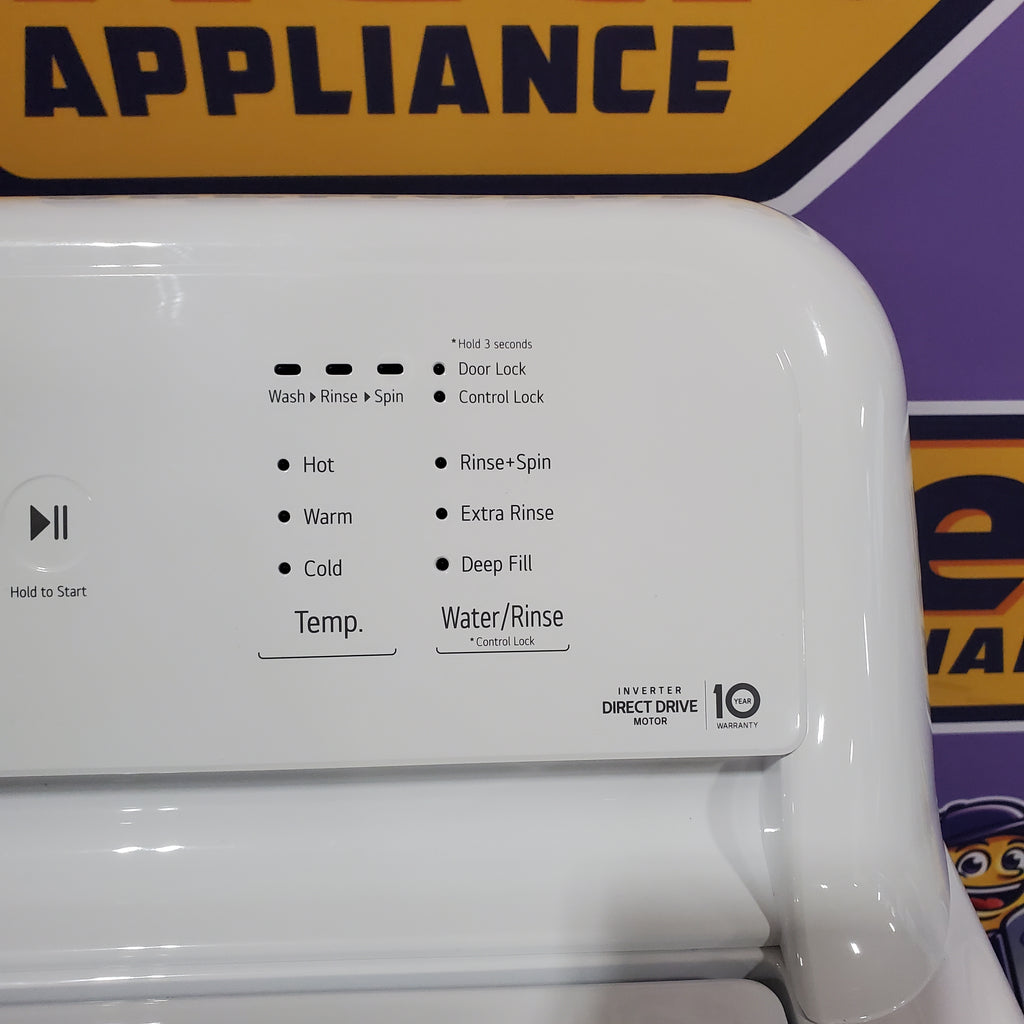 Pictures of LG Top Load 4.1 Cu. Ft. Washer with TurboDrum Technology in White WT6105CW - Scratch & Dent (Minor) and LG 7.3 Cu. Ft. Electric Rear Control Ultra Large Capacity Dryer in White with Sensor Dry 16122 - DLE6100W - Open Box - Neu Appliance Outlet - Discount Appliance Outlet in Austin, Tx