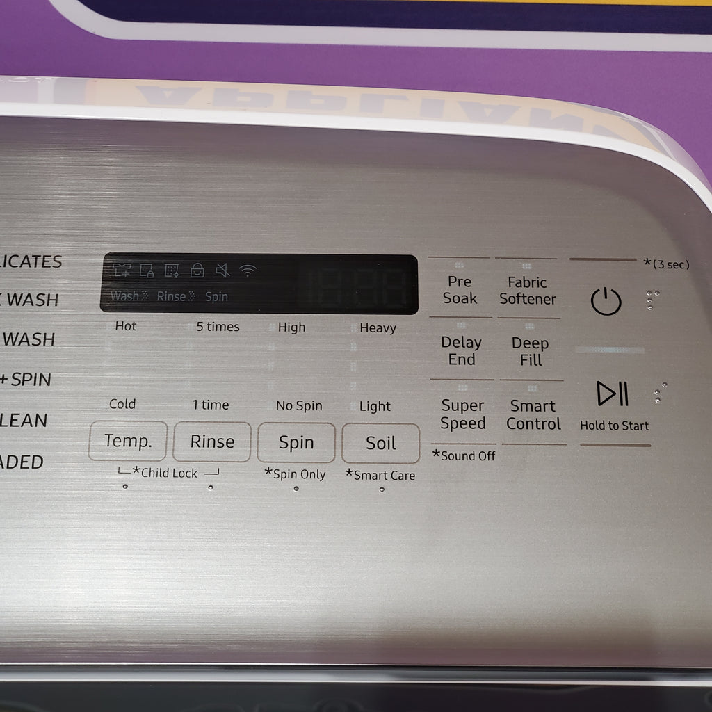 Samsung 5.2 cu. ft. Large Capacity Smart Top Load Washer with Super Speed Wash in White 3SD724 - WA52DG5500AW - Scratch & Dent (Minor)