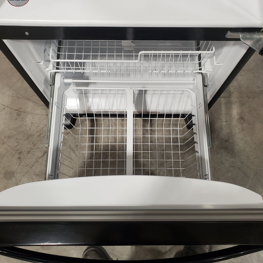 Pictures of Black Whirlpool ENERGY STAR Bottom Freezer 18.7 cu ft Refrigerator with SpillGuard™ Glass Shelves WRB329DMBB - Scratch & Dent (Minor) - Neu Appliance Outlet - Discount Appliance Outlet in Austin, Tx