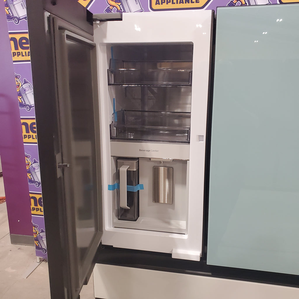 Samsung Bespoke 29 cu ft. 4-Door Standard Depth French Door Smart Refrigerator with Beverage Center Auto Fill Pitcher and Dual Ice Maker with Ice Bites™ in White Glass 3SD656 - RF29BB86004MAA - Open Box