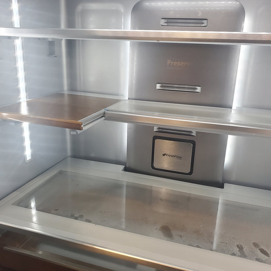 KitchenAid 23.8 cu. ft. Counter-Depth French Door Platinum Interior Refrigerator with PrintShield™ Finish 31135SD264 - KRFC704FPS - Scratch and Dent (Moderate)