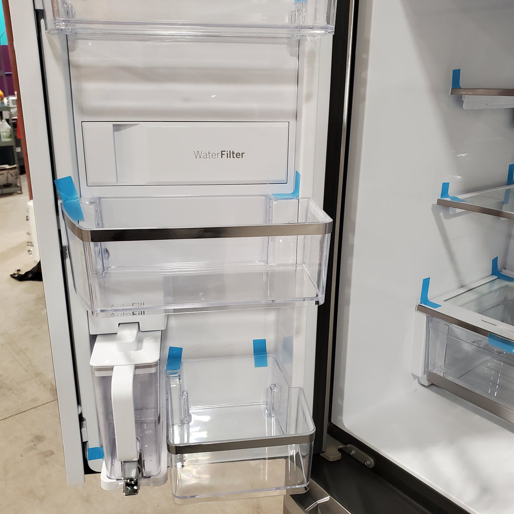 Pictures of GE Profile Fingerprint Resistant Stainless Steel Counter Depth 4 Door French Door 23.2 Cu. Ft. Refrigerator with LED Light Wall and Dual Dispense Auto Fill Pitcher PJE23BYWBFS - Open Box - Neu Appliance Outlet - Discount Appliance Outlet in Austin, Tx