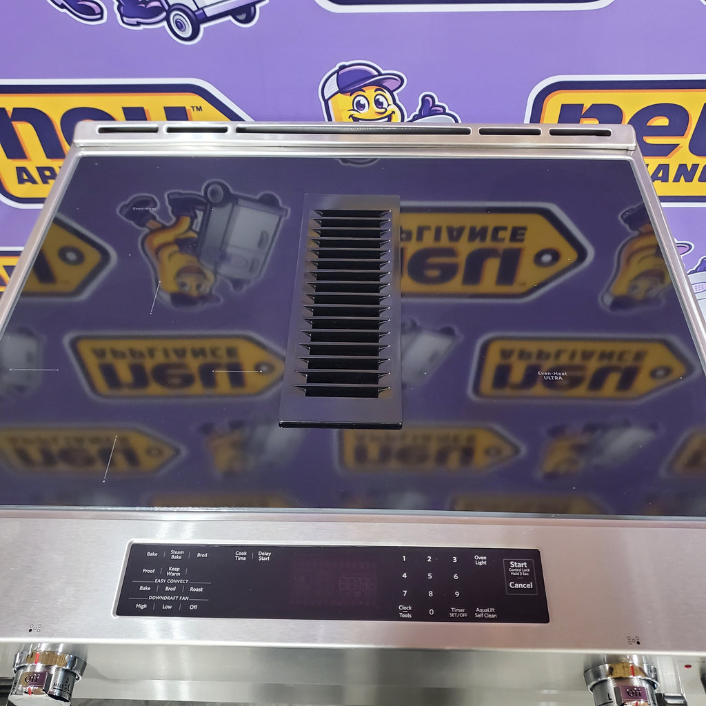 Pictures of KitchenAid 30-Inch 4-Element Electric Downdraft Slide-In Range in Stainless Steel 24SD035 - KSEG950ESS - Open Box - Neu Appliance Outlet - Discount Appliance Outlet in Austin, Tx