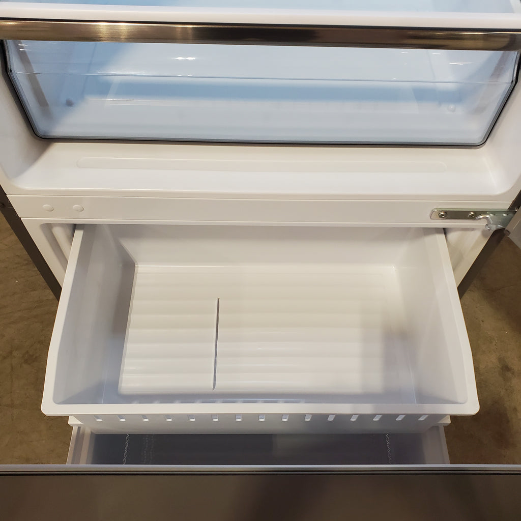 Hisense Counter Depth Bottom Freezer 17.2 Cu. Ft. Refrigerator with LED Lighting and Super Cool and Super Freeze in Fingerprint Stainless Steel 22137390 - HRB171N6ASE - Scratch and Dent (Moderate)