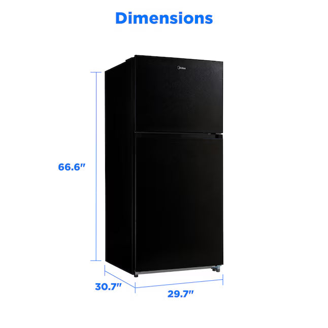 Midea Garage Ready 18 Cu. Ft. Top Freezer Refrigerator with Gallon Sized Door Bins, Ice Maker Ready, and LED Lighting 225521178 - MRT18D3BBB
