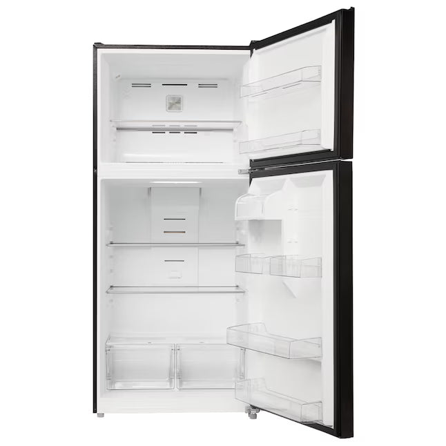 Midea Garage Ready 18 Cu. Ft. Top Freezer Refrigerator with Gallon Sized Door Bins, Ice Maker Ready, and LED Lighting 225521178 - MRT18D3BBB