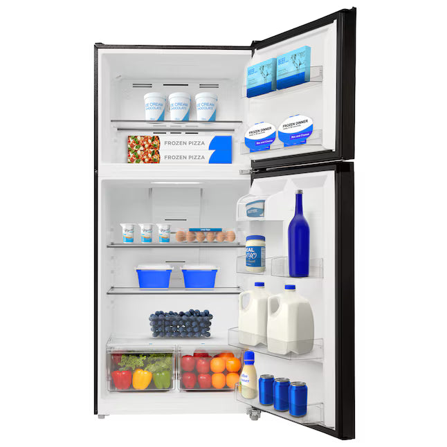 Midea Garage Ready 18 Cu. Ft. Top Freezer Refrigerator with Gallon Sized Door Bins, Ice Maker Ready, and LED Lighting 225521178 - MRT18D3BBB