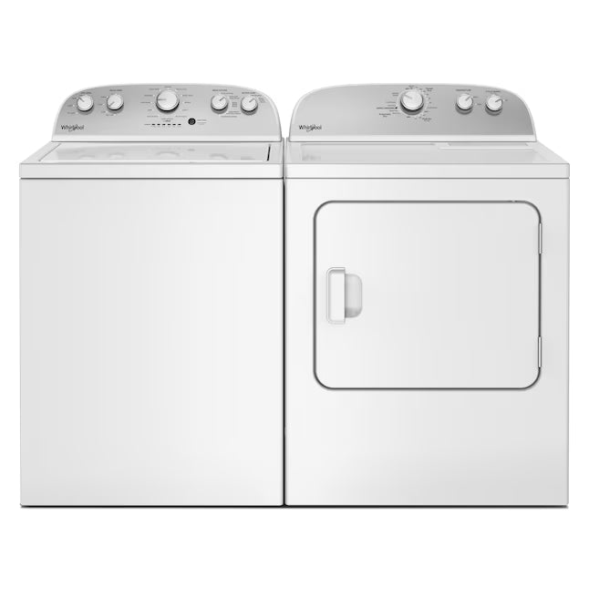Whirlpool 3.8–3.9 Cu. Ft.  Top Load Washer with 2 in 1 Removable Agitator and Soil Level Selection WTW4957PW - Certified Refurbished and Whirlpool 7-cu ft Vented Electric Dryer WGD4815EW - Open Box