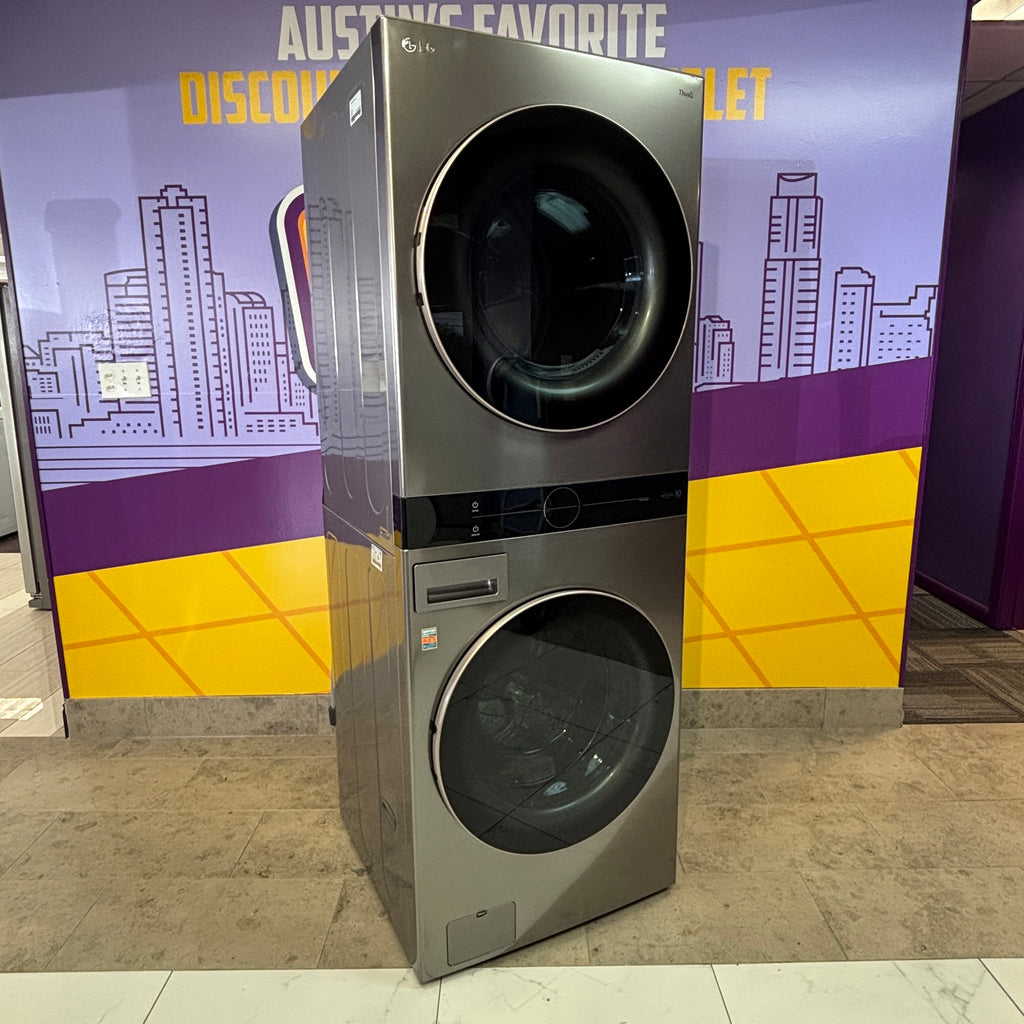 Pictures of LG Graphite Steel Front Load WashTower Single Unit with Center Controls 4.5 Cu. Ft. Washer and 7.4 Cu. Ft. Dryer WKE100HVA - Scratch and Dent (Minor) - Neu Appliance Outlet - Discount Appliance Outlet in Austin, Tx