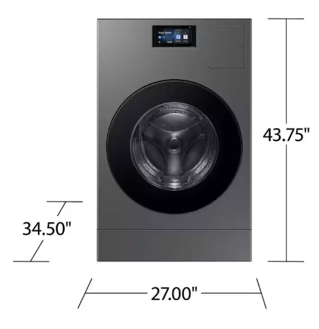 Samsung 5.3 cu. ft. Bespoke AI Laundry Vented Combo™ All-in-One Ultra Capacity Washer and Electric Dryer with AI Home in Dark Steel 22133SD185 - WD90F53AVS - Open Box