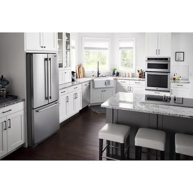 Maytag 25.2-cu ft French Door Refrigerator with Ice Maker in Fingerprint Resistant Stainless Steel MFF2558FEZ - Scratch & Dent (Moderate)