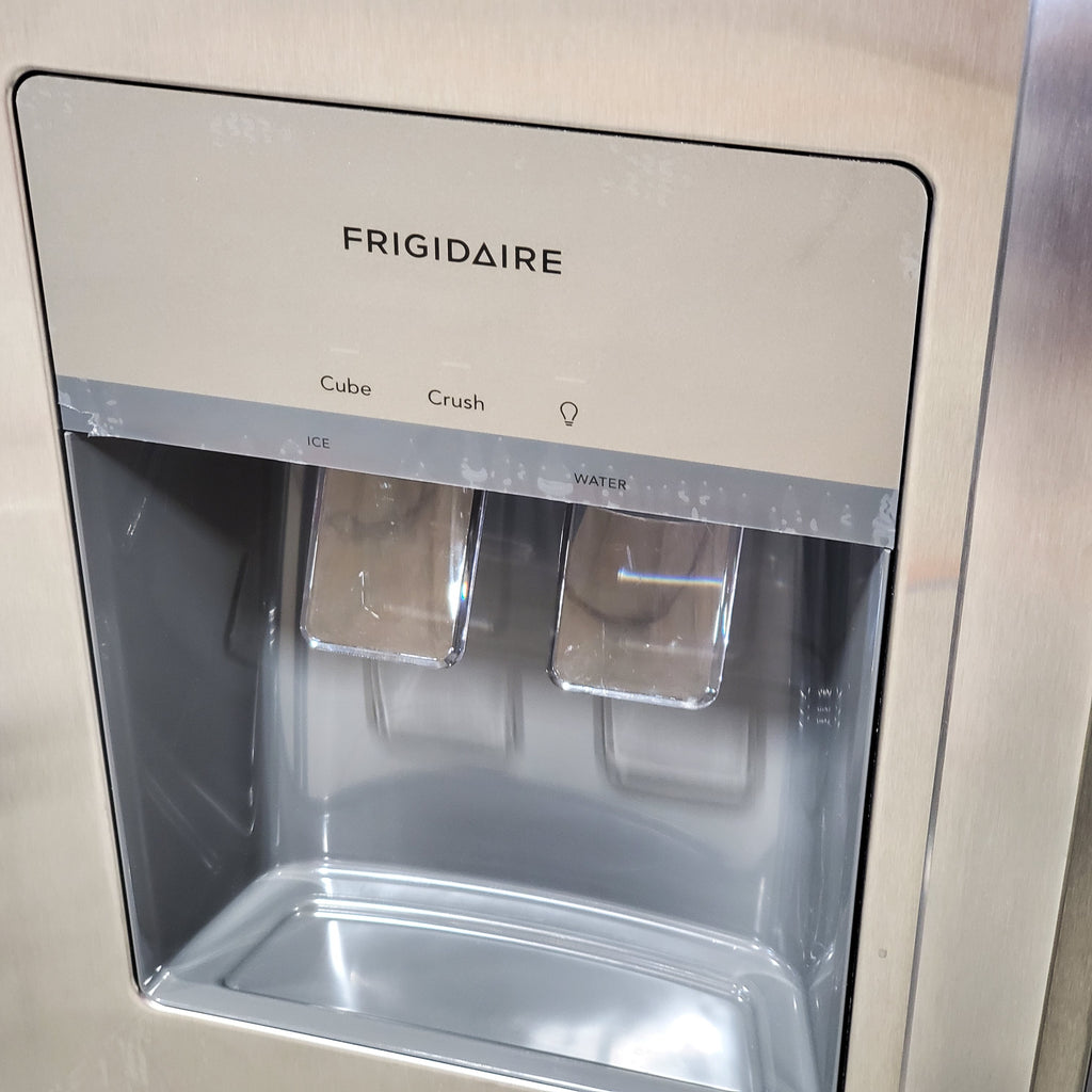 Frigidaire 25.6 cu. ft. ENERGY STAR Side by Side Refrigerator with Exterior Water and Ice Dispenser in Stainless Steel 3SD944 - FRSS2623AS - Scratch & Dent (Moderate)