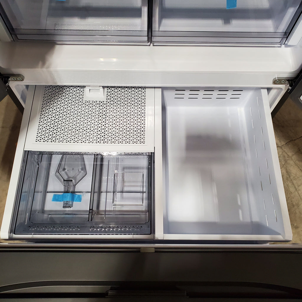 Samsung Bespoke White Glass 3 Door French Door 30 Cu. Ft. Refrigerator with Beverage Center 3SD878 - RF30BB660012 - Scratch & Dent (Minor)