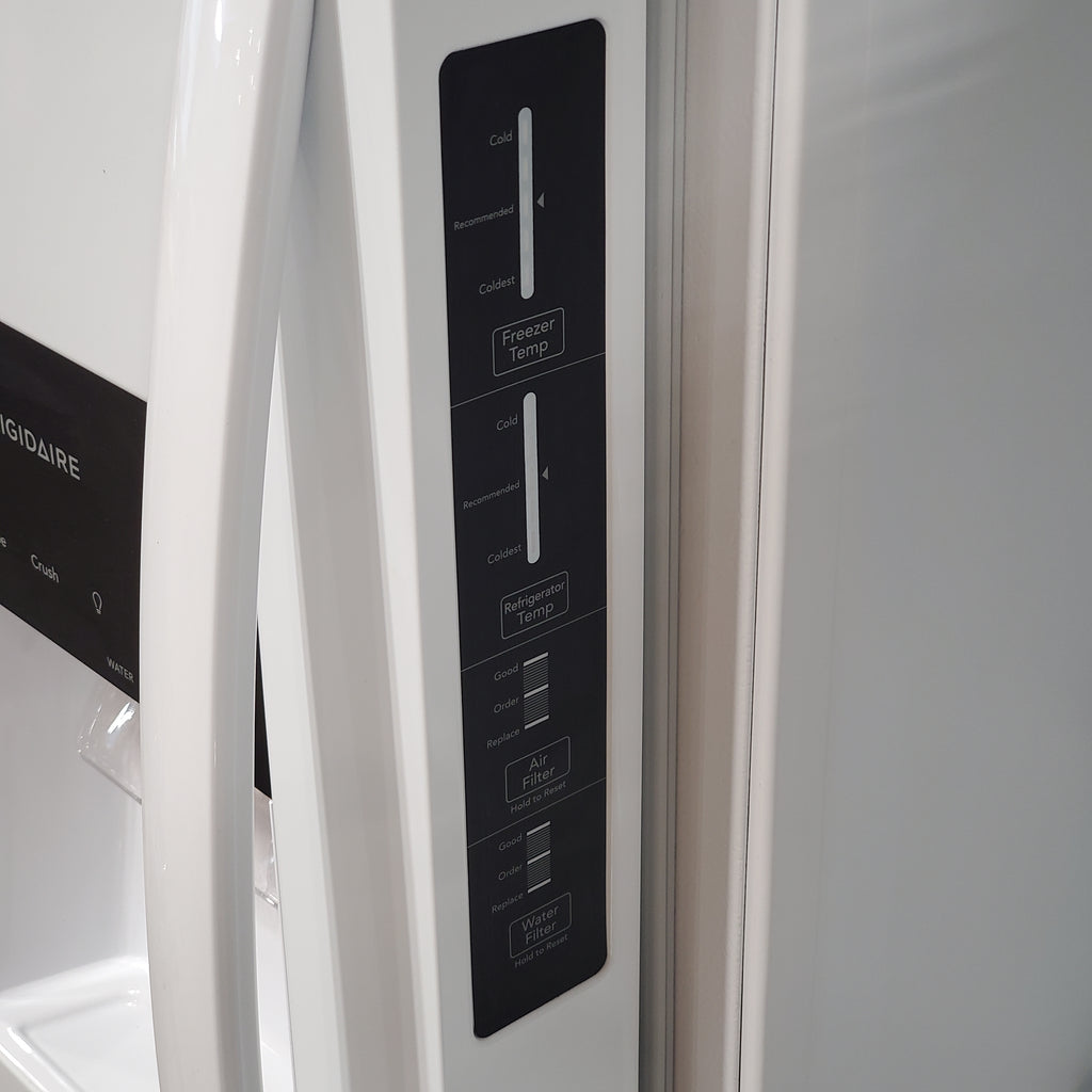 Frigidaire 25.6 cu. ft. Side by Side Refrigerator in White with Exterior Ice and Water Dispenser 26SD009 - FRSS2623AW - Scratch & Dent (Minor)