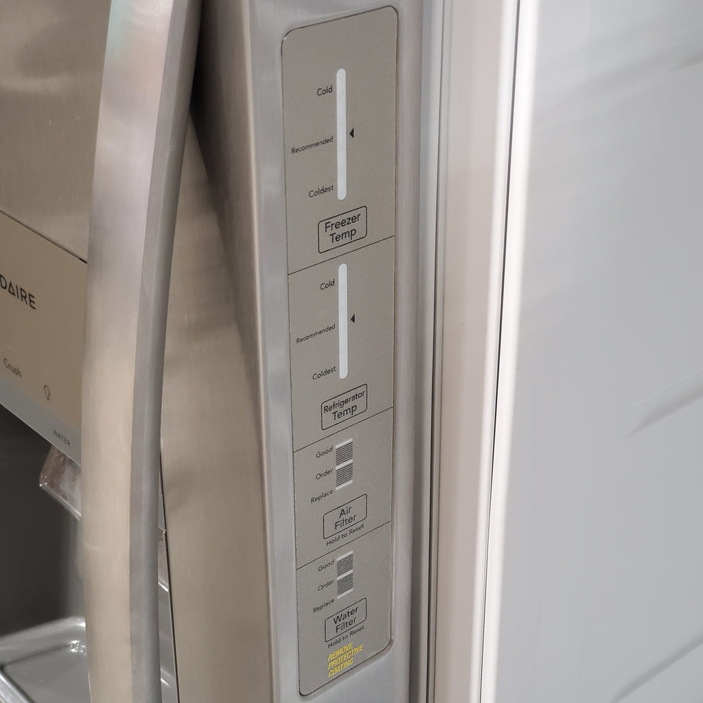 Pictures of Frigidaire 25.6-cu ft ENERGY STAR Side-by-Side Refrigerator with Ice Maker in Fingerprint Resistant Stainless Steel 22SD031 - FRSS26L3AF - Scratch & Dent (Minor) - Neu Appliance Outlet - Discount Appliance Outlet in Austin, Tx