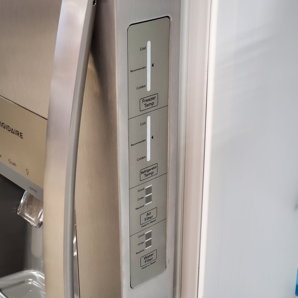 Frigidaire 25.6 cu. ft. ENERGY STAR Side by Side Refrigerator with Exterior Water and Ice Dispenser in Stainless Steel 20SD092 - FRSS2623AS - Scratch & Dent (Minor)