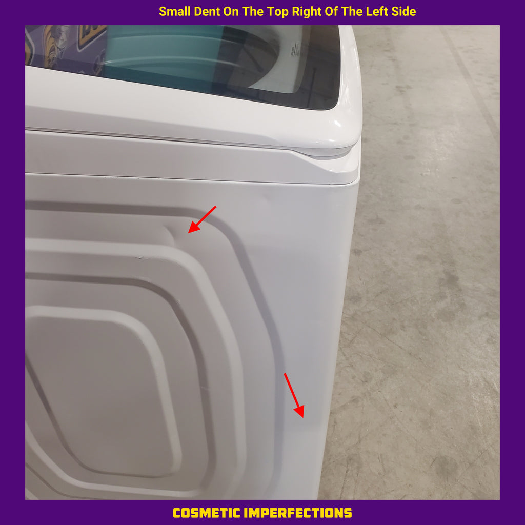 Pictures of Samsung White Top Load 5.4 Cu. Ft. Washer with Active Water Jet WA54R7200AW - Certified Refurbished and Samsung White Electric 7.4 Cu. Ft. Dryer with Sensor Dry DVE50R5200W - Scratch and Dent (Minor) - Neu Appliance Outlet - Discount Appliance Outlet in Austin, Tx