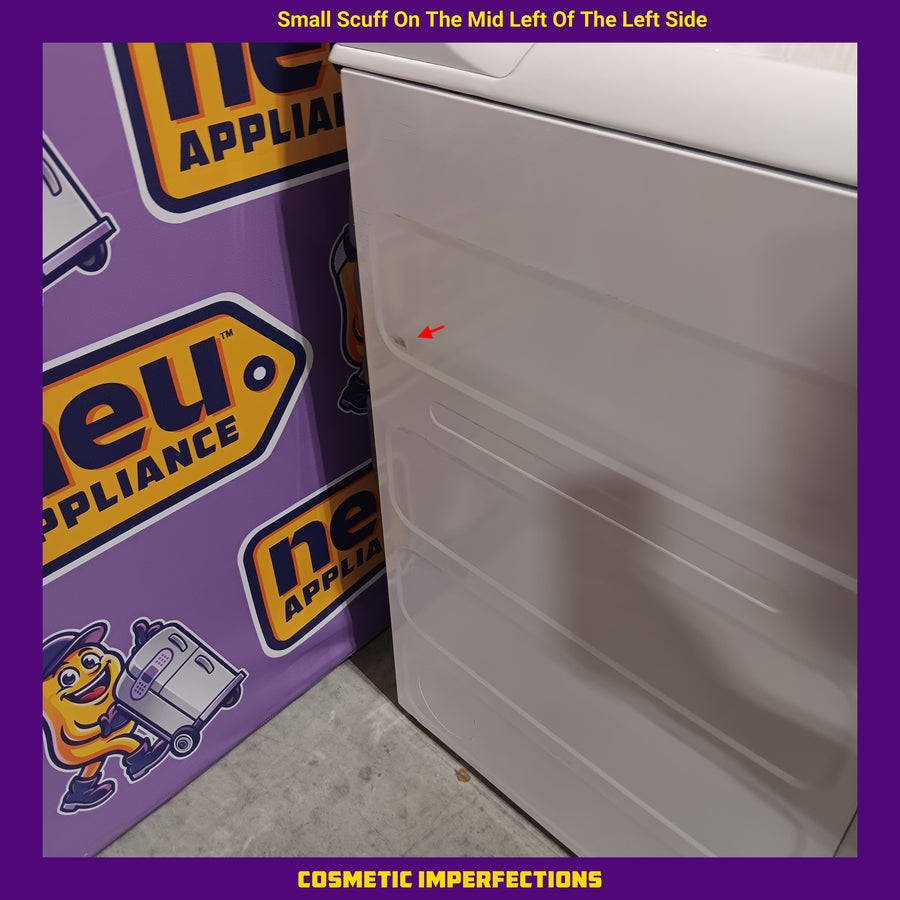 GE White Top Load 4.0 Cu. Ft. Capacity Washer with Stainless Steel Wash Basket GTW325ASWWW - New in Box and GE White Electric 7.2 Cu. Ft. Dryer with Aluminized Alloy Drum 16235 - GTD42EASJWW - Certified Refurbished