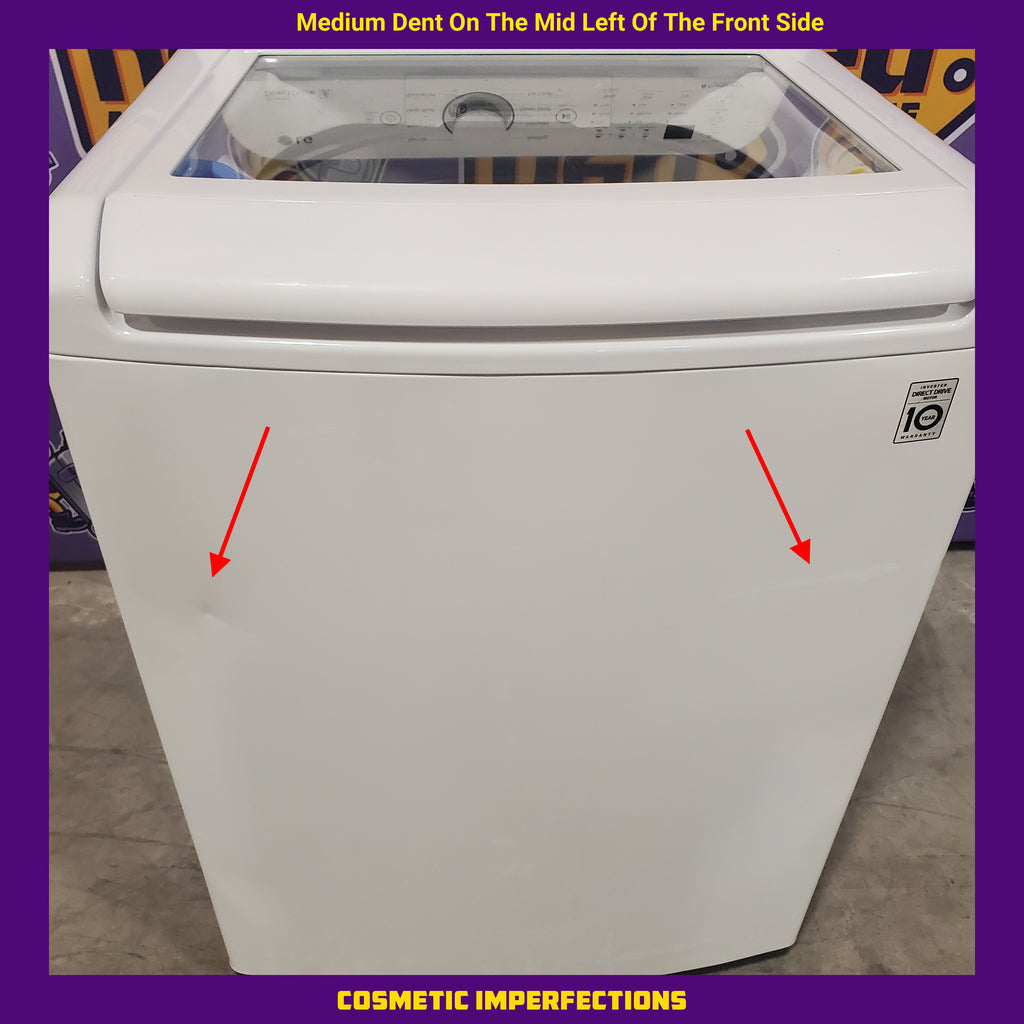 LG White Top Load 4.5 Cu. Ft. Washer with NeveRust Drum and TurboDrum Technology WT7000CW - Certified Refurbished and LG 7.3 Cu. Ft. Electric Rear Control Ultra Large Capacity Dryer in White with Sensor Dry 16037 - DLE6100W - Certified Refurbished