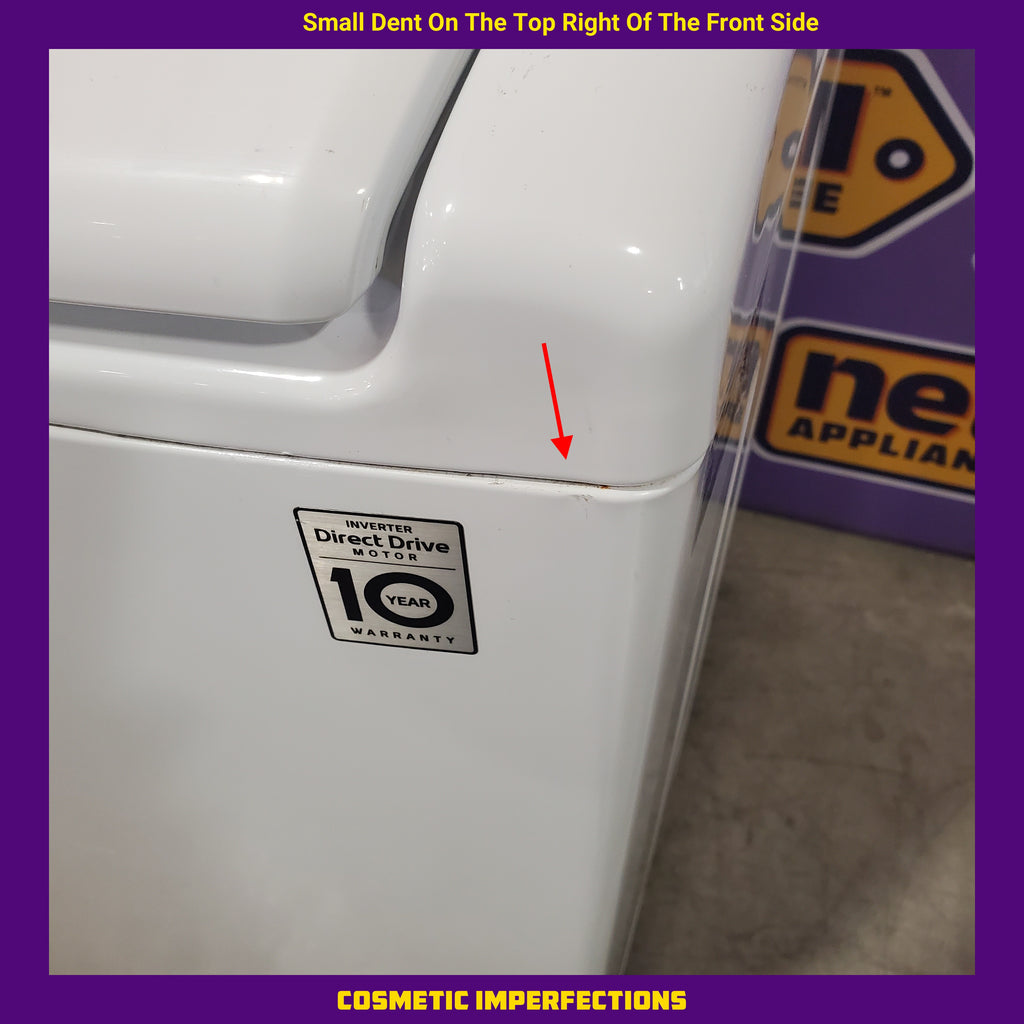 LG 4.3 cu. ft. Ultra Large Capacity Top Load Washer with 4-Way™ Agitator WT7005CW - Certified Refurbished and LG 7.3 Cu. Ft. Electric Rear Control Ultra Large Capacity Dryer with Sensor Dry 16082 - DLE6100W - Scratch & Dent (Minor)