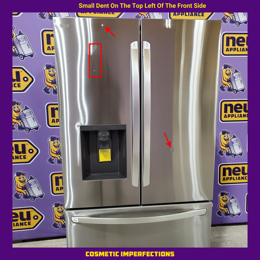LG 26 cu ft ENERGY STAR Counter-Depth Smart French Door Refrigerator in Fingerprint Resistant Stainless Steel with Dual Ice Maker 22132SD141 - LRFXC2606S - Scratch & Dent (Moderate)