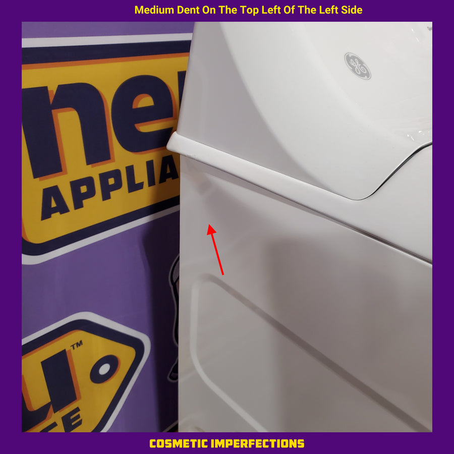 GE White Top Load 4.0 Cu. Ft. Capacity Washer with Stainless Steel Wash Basket GTW325ASWWW - New in Box and GE 6.2 cu. ft. Capacity Electric Dryer with Up To 120 ft. Venting and Shallow Depth 16206 - GTX33EASK1WW - Scratch & Dent (Minor)