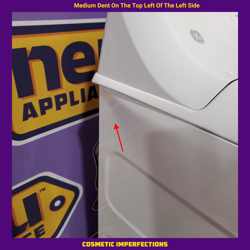 GE White Top Load 4.0 Cu. Ft. Capacity Washer with Stainless Steel Wash Basket GTW325ASWWW - New in Box and GE 6.2 cu. ft. Capacity Electric Dryer with Up To 120 ft. Venting and Shallow Depth 16206 - GTX33EASK1WW - Scratch & Dent (Minor)