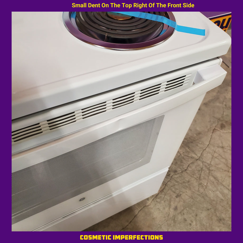 GE 5.0 cu. ft. Freestanding 4 Heating Element Electric Range with Dual Element Baking in White 3SD754 - JB256DMWW - Scratch & Dent (Minor)