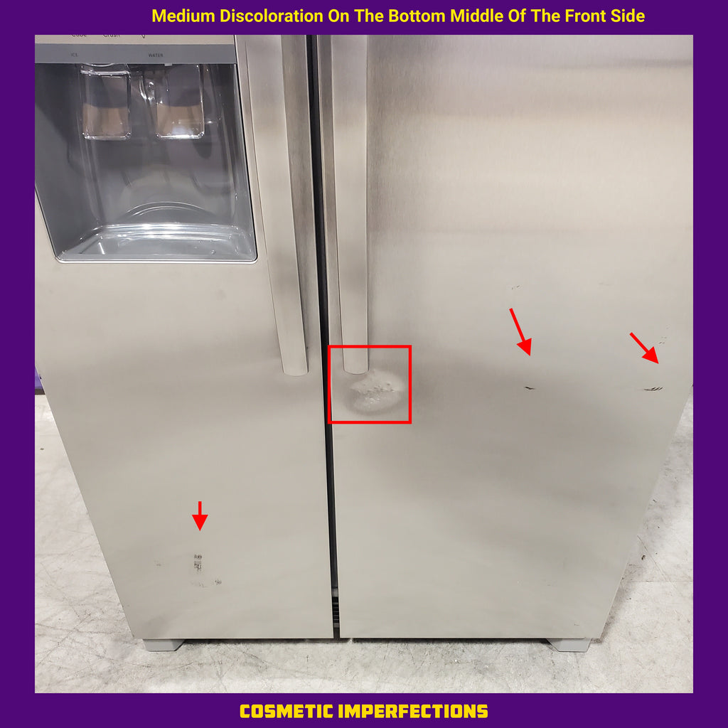 Pictures of Frigidaire 25.6 cu. ft. ENERGY STAR Side by Side Refrigerator with Exterior Water and Ice Dispenser in Stainless Steel FRSS2623AS - Scratch & Dent (Moderate) - Neu Appliance Outlet - Discount Appliance Outlet in Austin, Tx