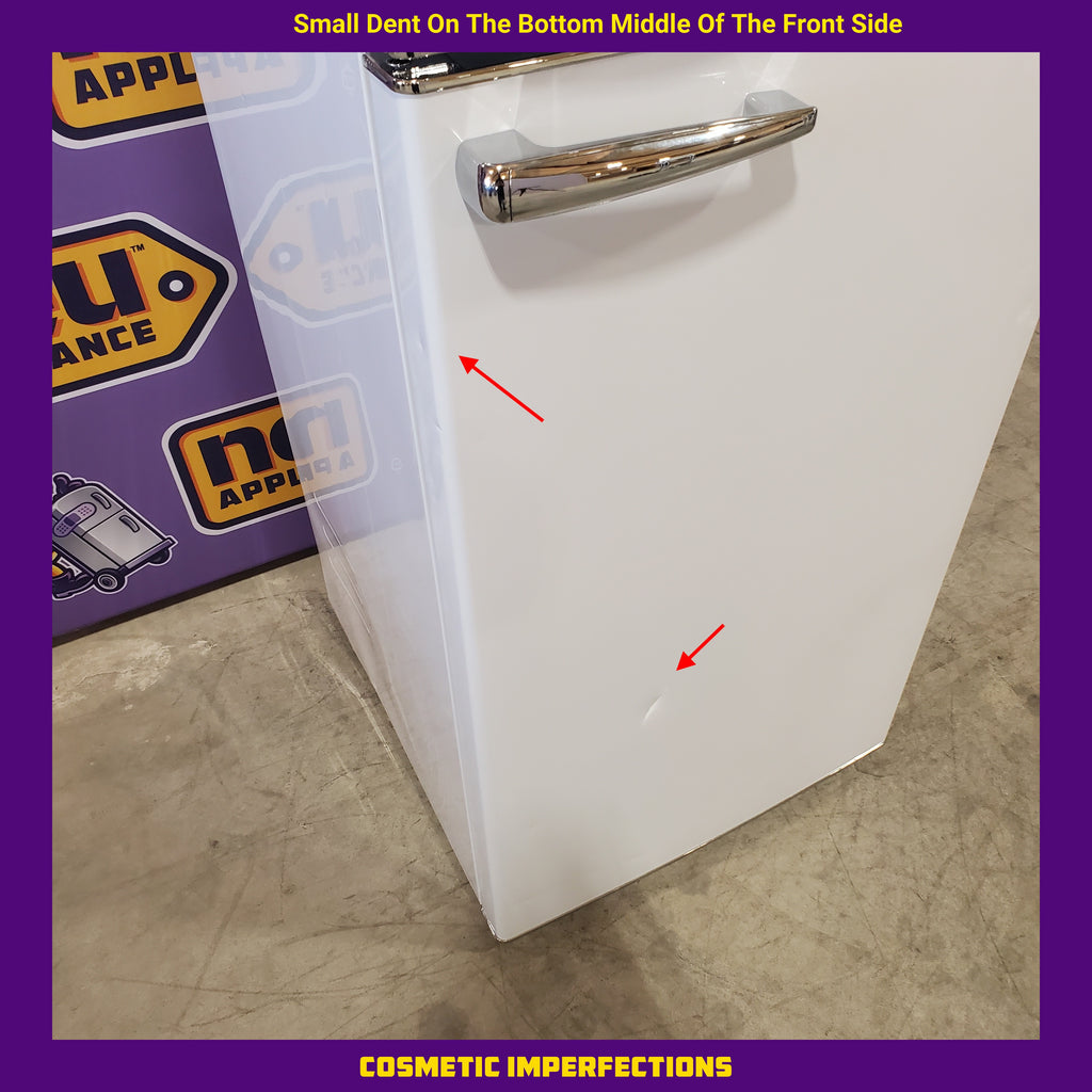 Pictures of Galanz 24 in. 10 cu. ft. Retro Top Freezer Refrigerator, Energy Star and Frost Free in Milkshake White GLR10TWEEFR - Scratch & Dent (Moderate) - Neu Appliance Outlet - Discount Appliance Outlet in Austin, Tx