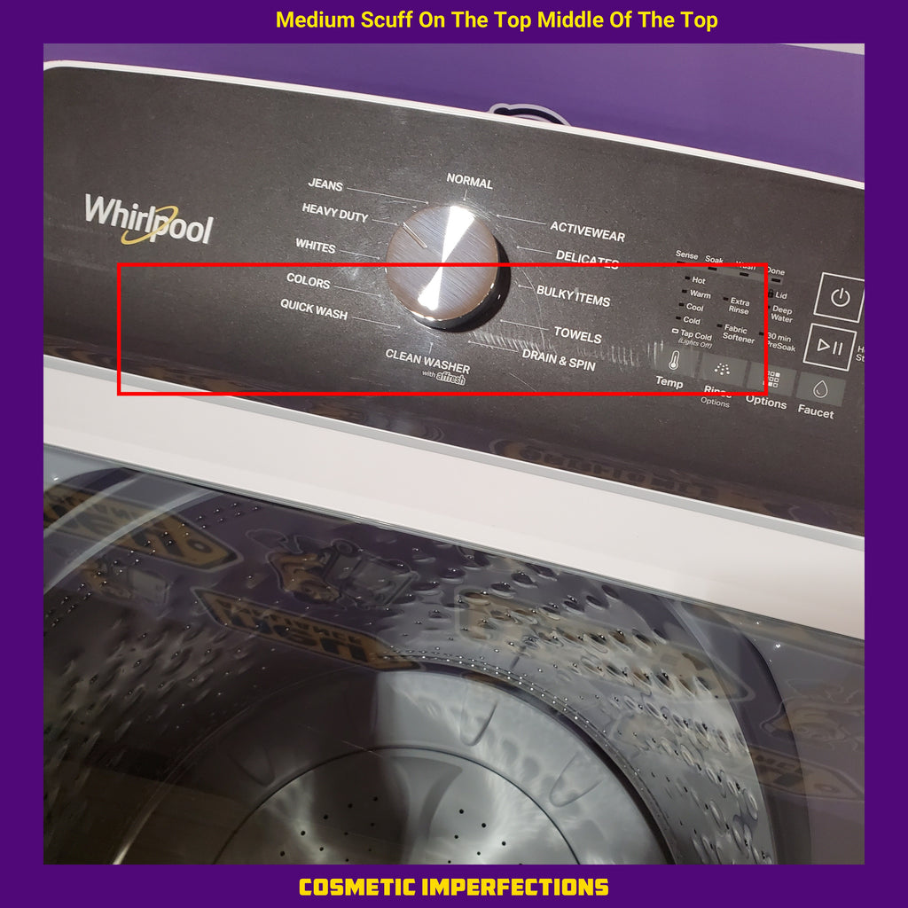 Whirlpool 4.6 Cu. Ft. Top Load Impeller Washer with Built-in Faucet WTW5020SW  - Scratch & Dent (Moderate) and Whirlpool® 7.0 Cu. Ft. Electric Dryer with Moisture Sensor and Steam Refresh Cycle 16144 - WED6150PW - Open Box