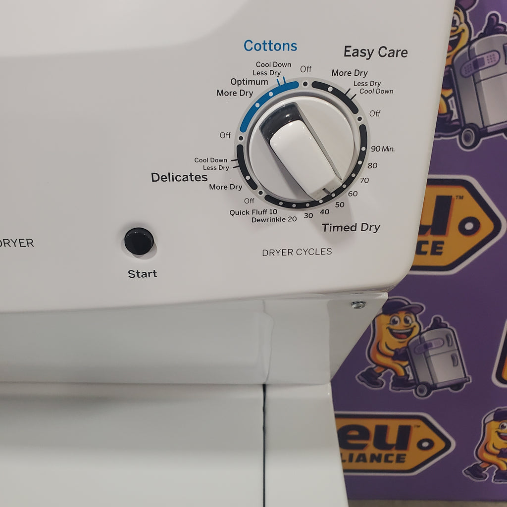 Pictures of GE Unitized Spacemaker® 3.8 cu. ft. Capacity Washer with Stainless Steel Basket and 5.9 cu. ft. Capacity Gas Dryer GUD27GSSMWW - Scratch & Dent - (Minor) - Neu Appliance Outlet - Discount Appliance Outlet in Austin, Tx