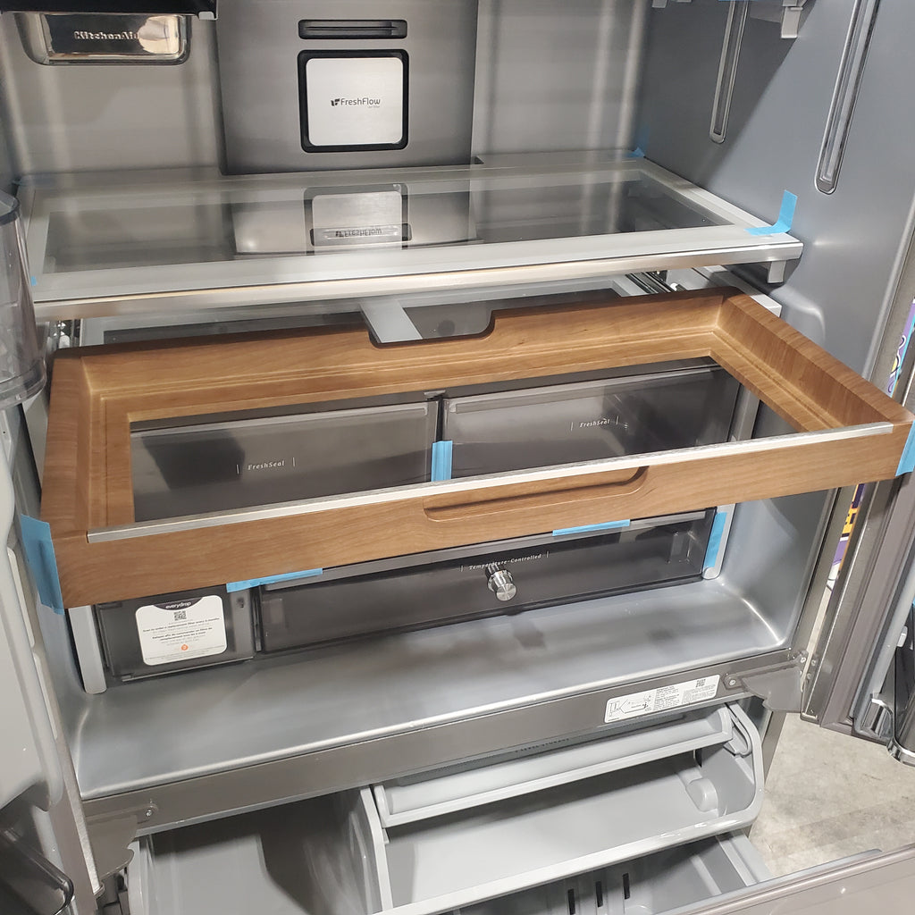 Pictures of KitchenAid 23.8 cu. ft. 36" Counter-Depth French Door Platinum Interior Refrigerator with PrintShield™ Finish KRFC704FPS - Scratch and Dent (Minor) - Neu Appliance Outlet - Discount Appliance Outlet in Austin, Tx