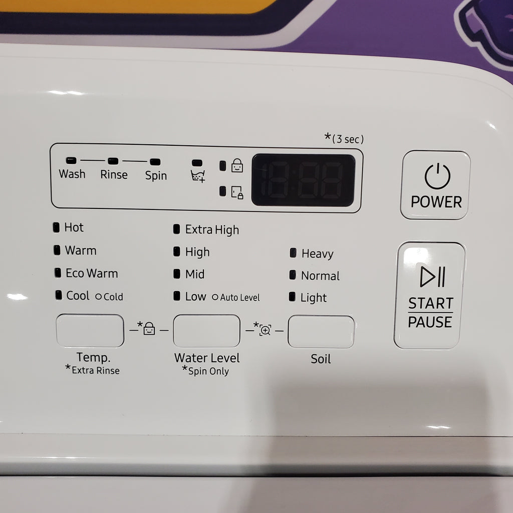 Pictures of Samsung 4.5 cu. ft. Top Load Washer with Vibration Reduction Technology+ in White WA45T3200AW - Scratch & Dent (Minor) and Samsung 7.2 cu. ft. Electric Dryer with Sensor Dry in White 16127 - DVE45T3200W - Open Box - Neu Appliance Outlet - Discount Appliance Outlet in Austin, Tx
