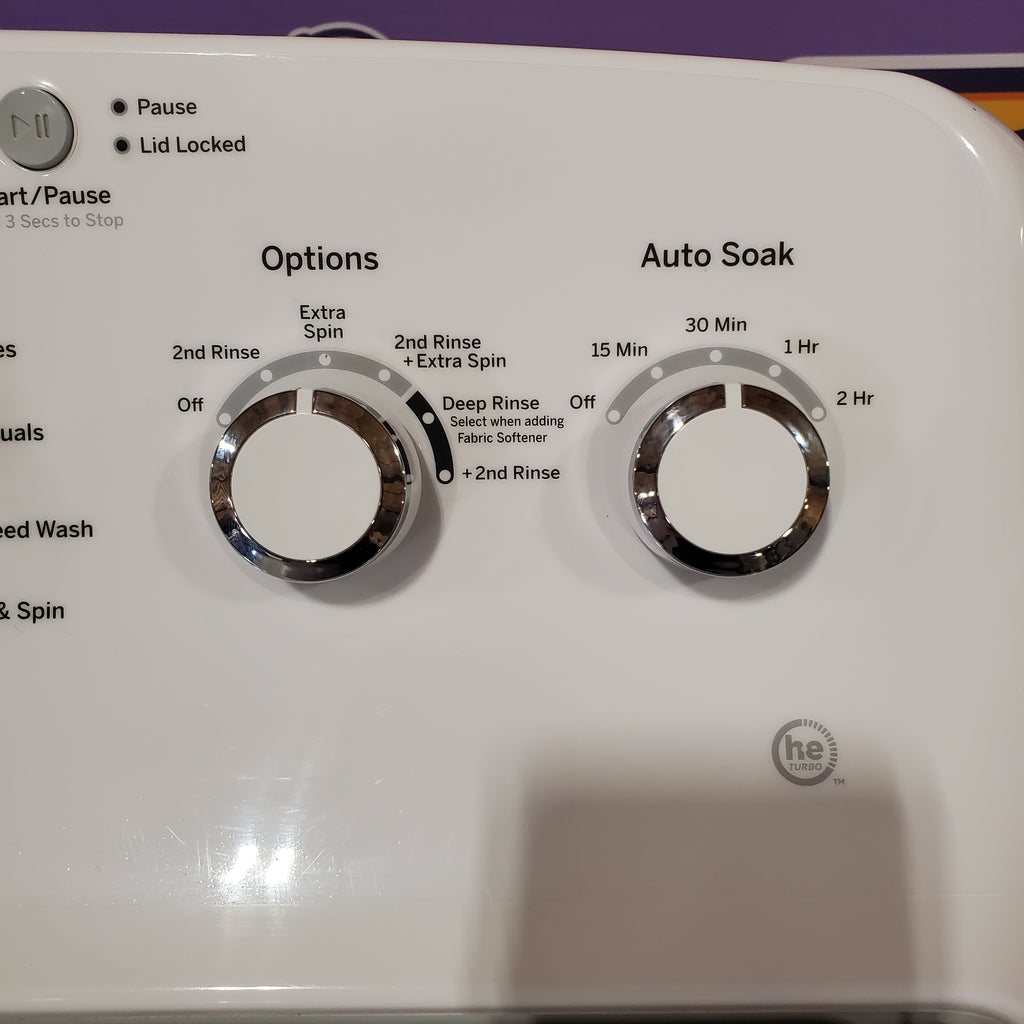 GE 4.5 cu. ft. Capacity Washer with Stainless Steel Basket in White GTW465ASNWW - Certified Refurbished and GE White Electric 7.2 Cu. Ft. Dryer with Aluminized Alloy Drum 16260 - GTD45EASJWS - Certified Refurbished