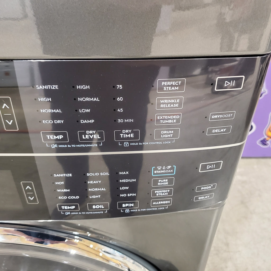 Pictures of Electrolux Laundry Tower Single Unit Front Load 4.5 Cu. Ft. Washer and 8 Cu. Ft. Gas Dryer in Titanium ELTG7600AT - Scratch & Dent (Minor) - Neu Appliance Outlet - Discount Appliance Outlet in Austin, Tx