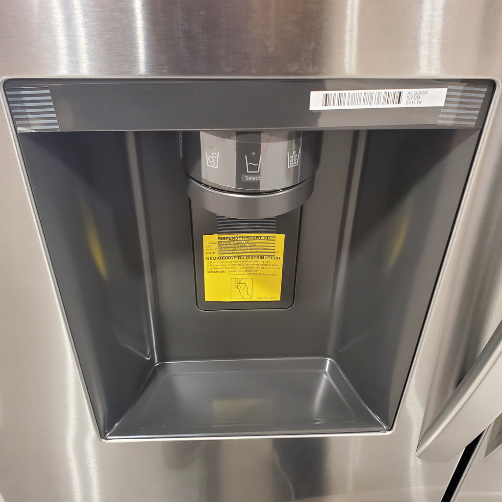 LG 26 cu ft ENERGY STAR Counter-Depth Smart French Door Refrigerator in Fingerprint Resistant Stainless Steel with Dual Ice Maker 3SD683 - LRFXC2606S - Scratch & Dent (Moderate)