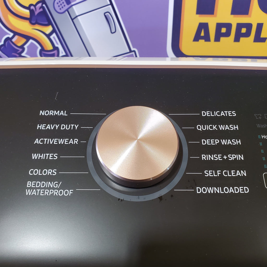 Pictures of Samsung Smart Top Load 5.5 Cu. Ft. with Auto Dispense Washer WA55CG7500AE - Open Box and Samsung 7.4 cu. ft. Vented Smart Gas Dryer in Ivory with Steam Sanitize+ DVG55CG7500E - Scratch & Dent (Minor) - Neu Appliance Outlet - Discount Appliance Outlet in Austin, Tx