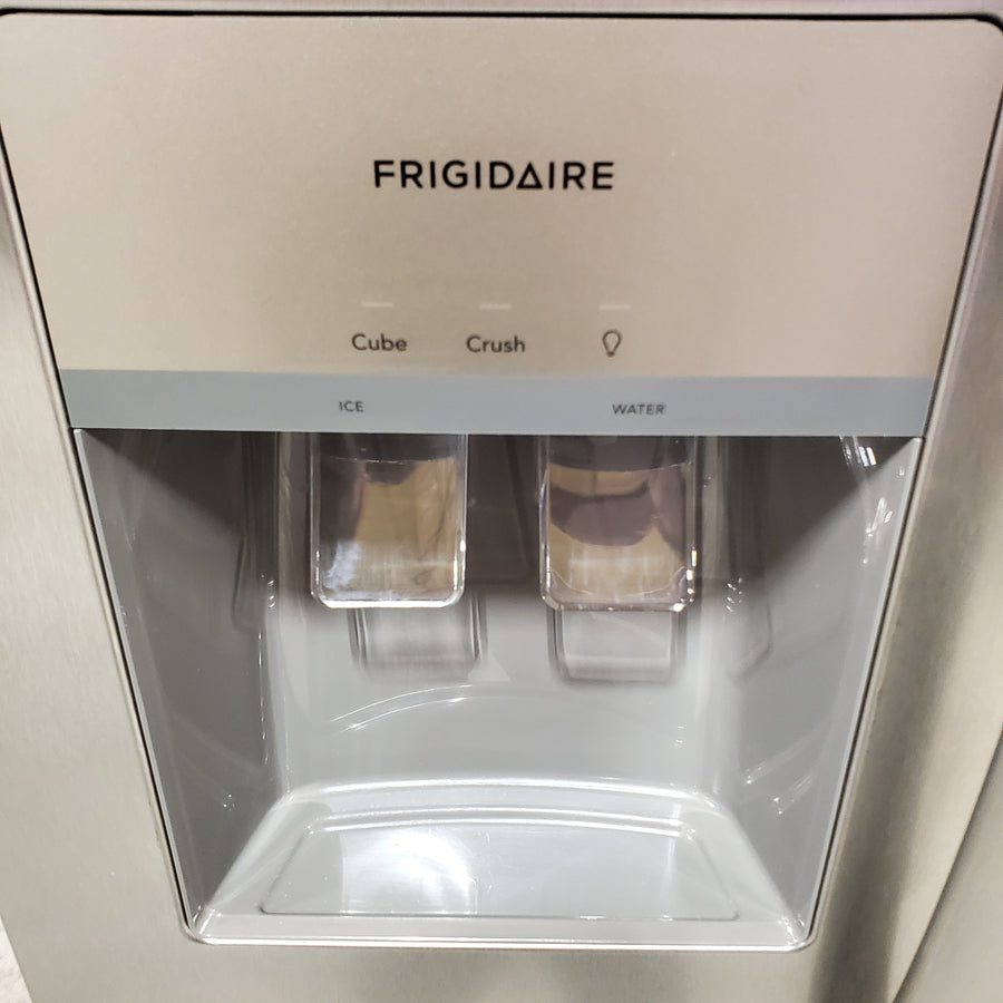 Frigidaire 25.6 cu. ft. ENERGY STAR Side by Side Refrigerator with Exterior Water and Ice Dispenser in Stainless Steel 20SD88 - FRSS2623AS - Scratch & Dent (Minor)