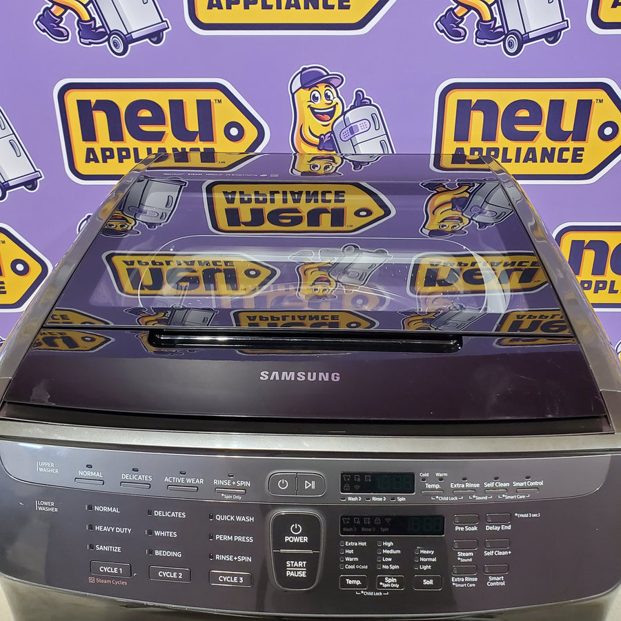 Samsung 5.5 cu. ft. Smart Washer with FlexWash™ in Black Stainless Steel 31132SD69 - WV55M9600AV - Scratch & Dent (Minor)