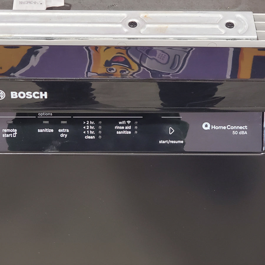 Bosch 100 Series 24" Front Control Smart Built-In Hybrid Stainless Steel Tub Dishwasher with 50dBA in Black SHE3AEM6N - Open Box