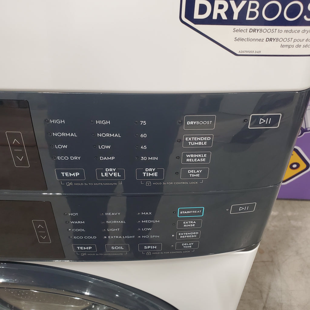 Pictures of Electrolux 300 Series Laundry Tower Single Unit Washer & Electric Dryer with LuxCare® Wash System in White ELTE7300AW - Scratch & Dent (Minor) - Neu Appliance Outlet - Discount Appliance Outlet in Austin, Tx