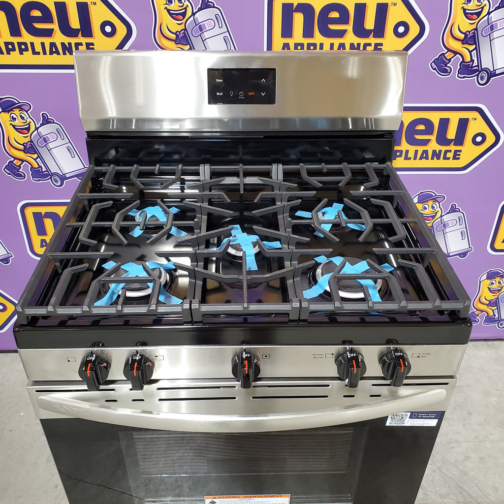 Frigidaire 5 Burner Gas Range with Even Baking Technology in Stainless Steel 4SD483 - FCRG3052BS - Scratch & Dent (Minor)