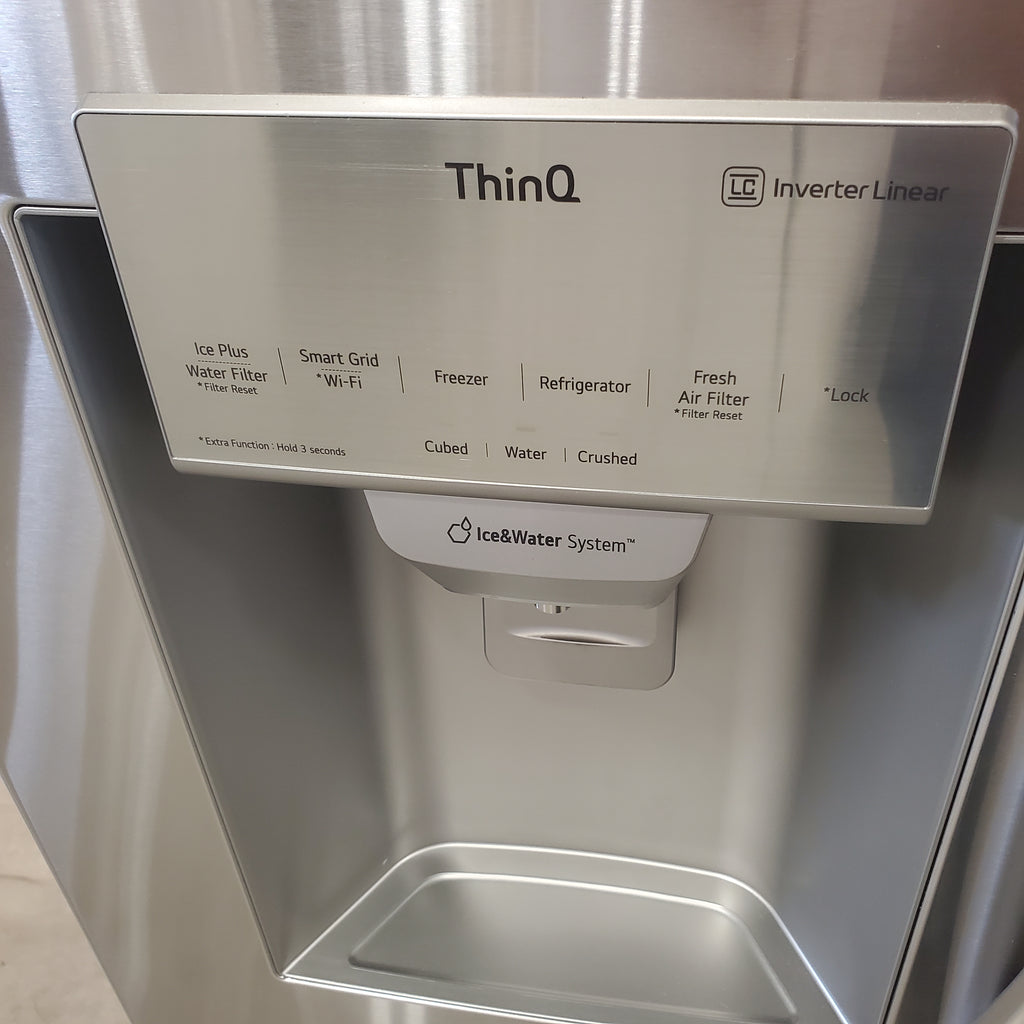 Pictures of LG Fingerprint Stainless Steel Smart Wi-Fi Enabled 3 Door French Door 26 Cu. Ft. Refrigerator with Smart Cooling Plus and Dual Ice Makers LFXS26973S - Certified Refurbished - Neu Appliance Outlet - Discount Appliance Outlet in Austin, Tx
