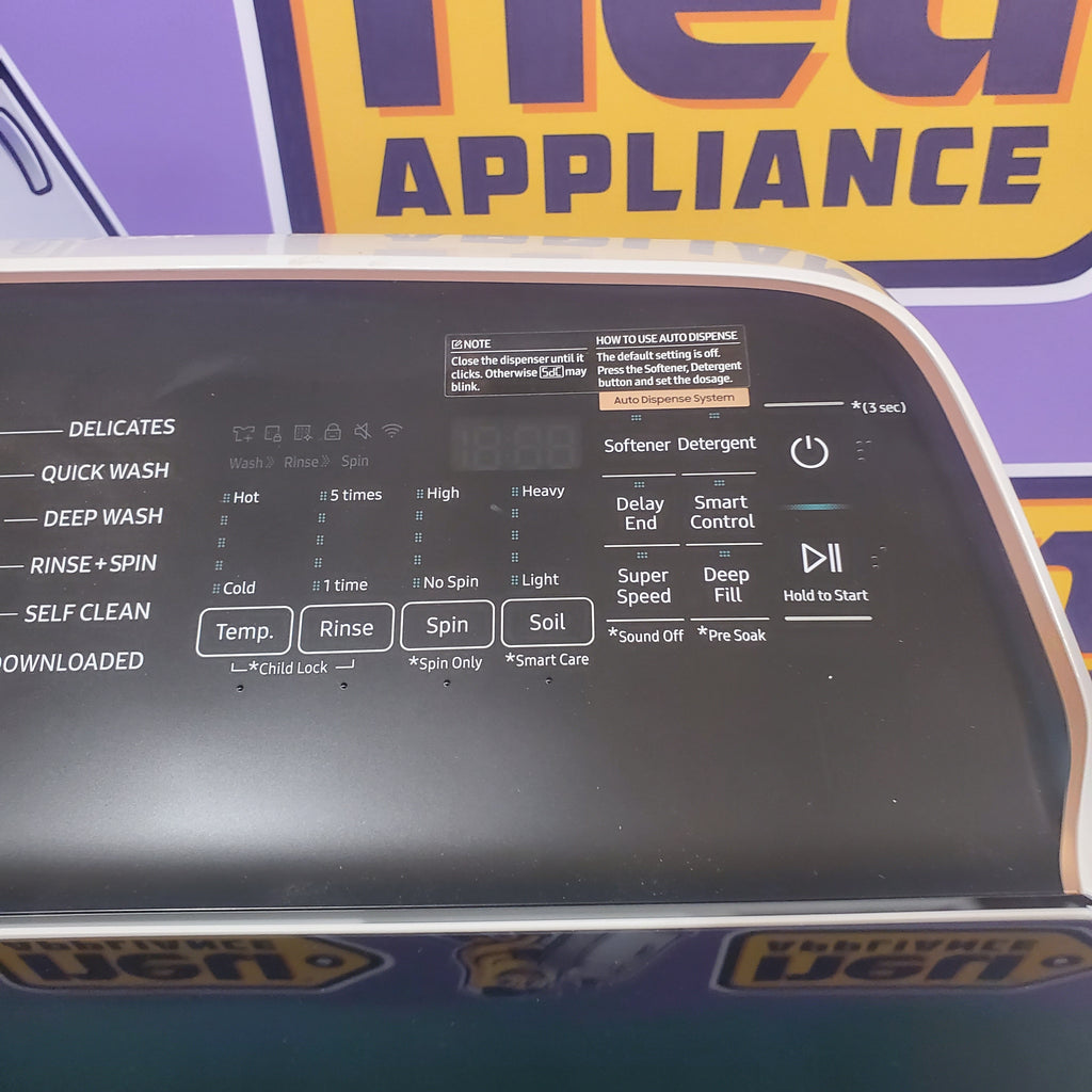 Pictures of 5.5 cu. ft. Samsung Extra-Large Capacity Smart Super Speed Ivory Top Load Washer (Scratch & Dent) - Minor and 7.4-cu ft Electric Steam Sanitize+ Dryer in Ivory (Scratch & Dent) - Minor - Neu Appliance Outlet - Discount Appliance Outlet in Austin, Tx
