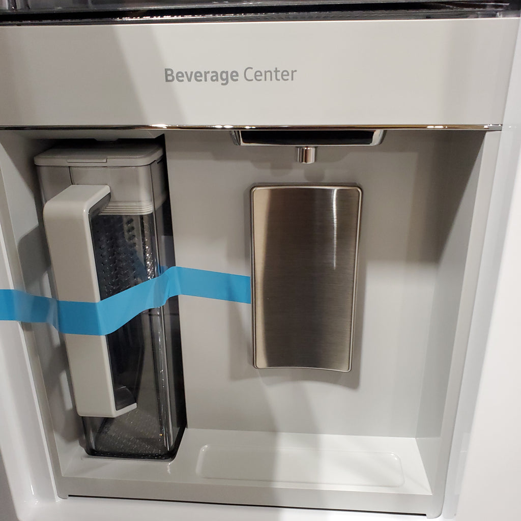 Pictures of Samsung Bespoke 29 cu ft. 4-Door Standard Depth French Door Smart Refrigerator with Beverage Center Auto Fill Pitcher and Dual Ice Maker with Ice Bites™ in White Glass 4SD408 - RF29BB86004MAA - Open Box - Neu Appliance Outlet - Discount Appliance Outlet in Austin, Tx