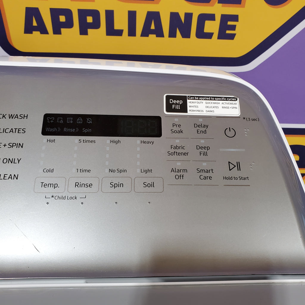 Samsung White Top Load 5.0 Cu. Ft. Washer with Active Water Jet WA50R5200AW - Certified Refurbished and Samsung White Electric 7.4 Cu. Ft. Dryer with Sensor Dry 16036 - DVE50R5200W - Certified Refurbished