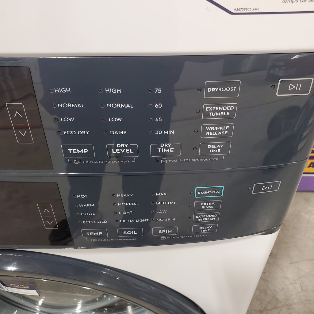 Pictures of Electrolux 300 Series Laundry Tower Single Unit Washer & Electric Dryer with LuxCare® Wash System in White ELTE7300AW - Scratch & Dent (Minor) - Neu Appliance Outlet - Discount Appliance Outlet in Austin, Tx