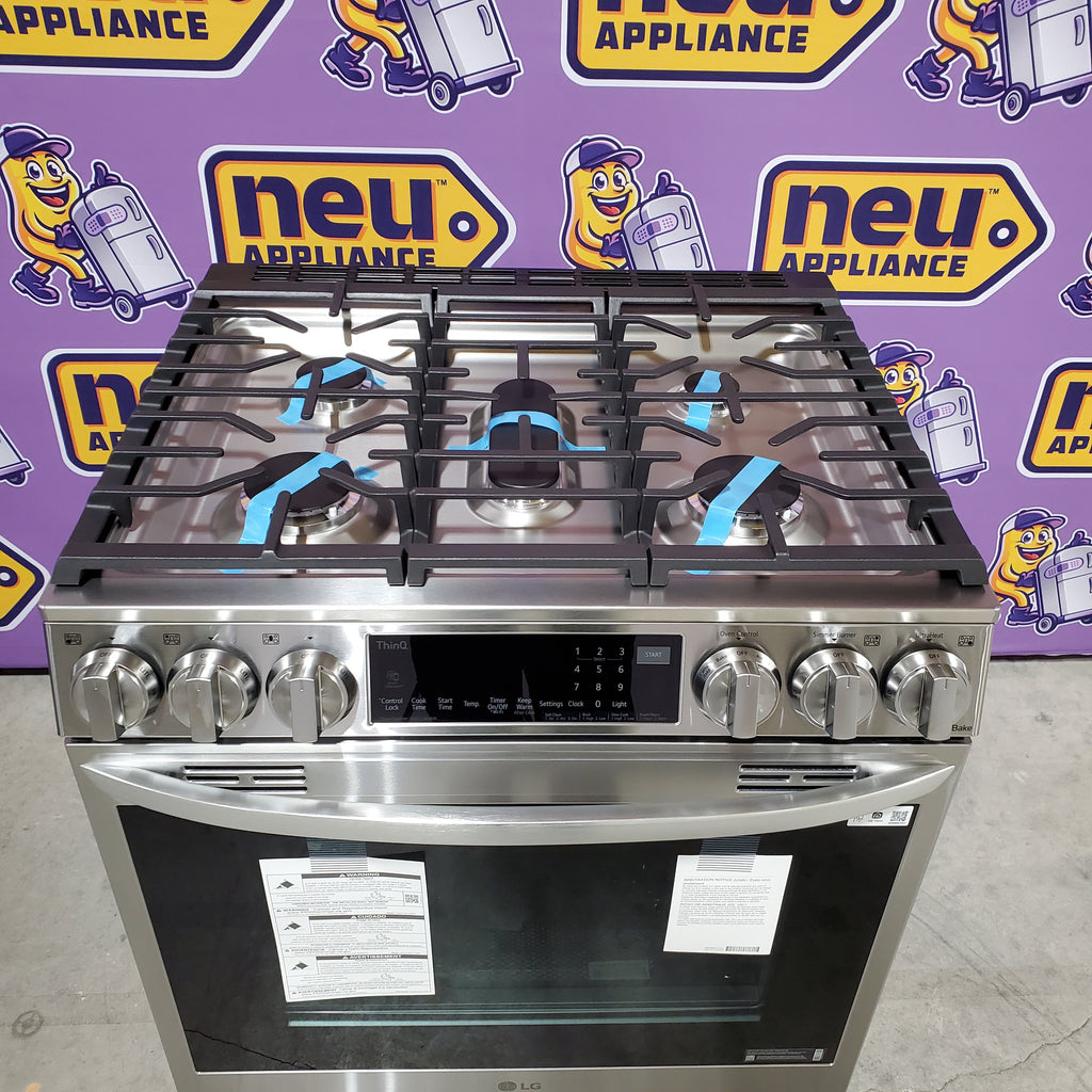 Pictures of LG 6.3 cu ft. Smart wi-fi Enabled ProBake Convection® InstaView® Gas Slide-In Range with Air Fry in Print Proof Stainless Steel - 3SD695 - LSGL6335F - Open Box - Neu Appliance Outlet - Discount Appliance Outlet in Austin, Tx
